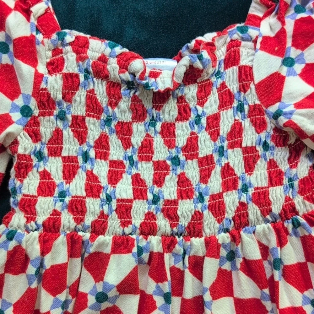 Hanna Andersson 2T Checkerboard Square Neck Woven Dress